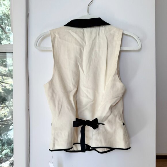 NWT Reformation Reba Top Vest Button Down Sleeveless Collar Cream Black - Picture 10 of 12